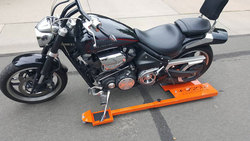 Holy Roller adjustable low-profile motorcycle dolly, available on order now! Call 970-690-6856 to order yours today! Manufactured and marketed by FusionFab.com, Loveland Colorado